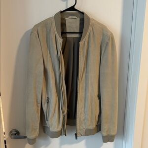 SELECTED Men's Tan Bomber Suede Jacket